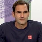 Roger Federer, en conférence de presse à Wimbledon en 2021