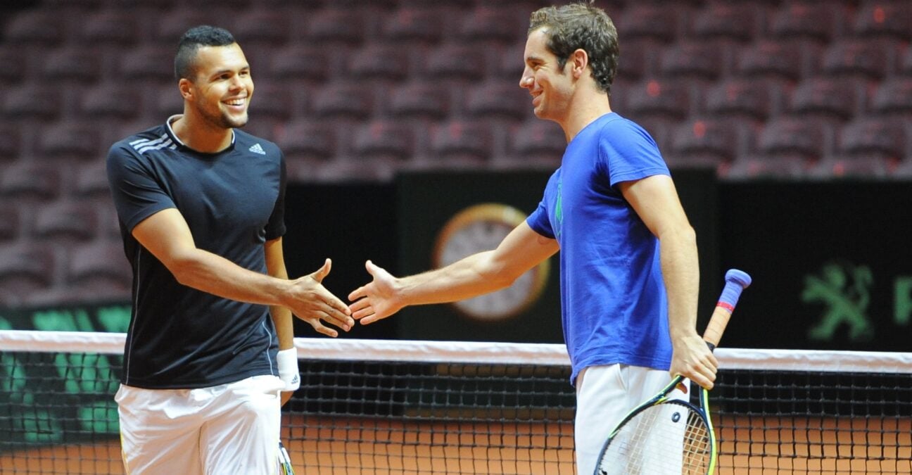 Tsonga Gasquet avant la finale de Coupe Davis contre la Suisse, en novembre 2014.
