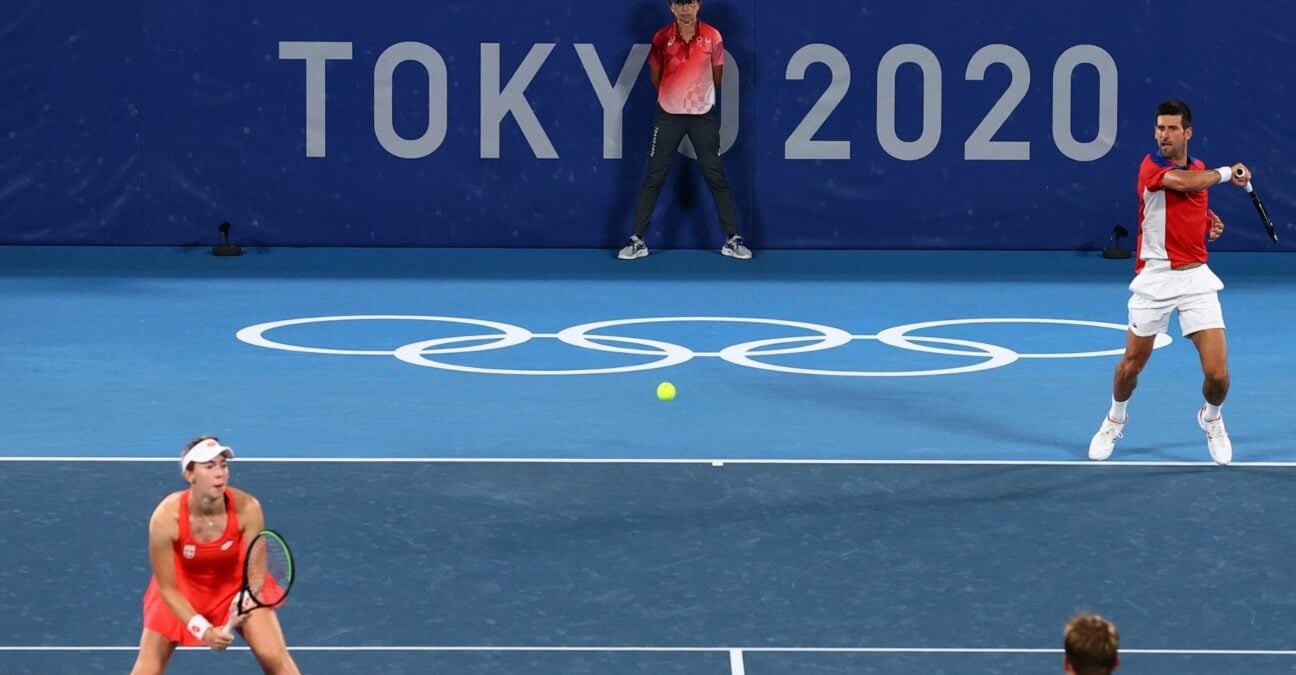 Novak Djokovic and Nina Stojanovic - JO 2020