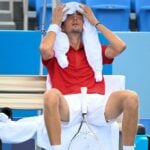 Daniil Medvedev feeling the heat in Tokyo, 2021 (Olympics)
