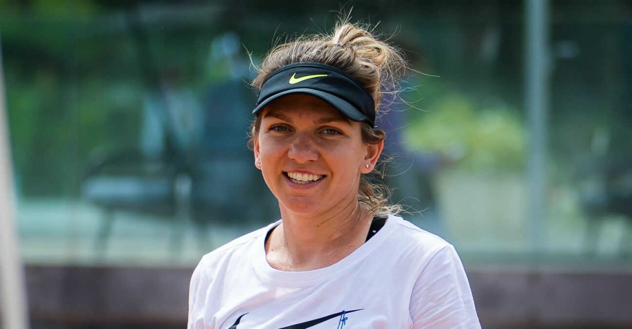 Simona Halep of Romania during practice at the 2021 Internazionali BNL d'Italia WTA 1000 tournament