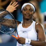 Sloane Stephens of the United States celebrates winning her second-round match at the 2019 Western & Southern Open WTA Premier Tennis 5 Tournament against Yulia Putintseva of Kazakhstan
