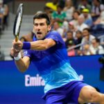 Novak Djokovic at the 2021 U.S. Open tennis tournament at USTA Billie Jean King National Tennis Center.