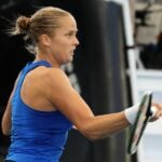 Shelby Rogers at the Adelaide International tennis tournament at Memorial Drive on February 25, 2021 in Adelaide, Australia