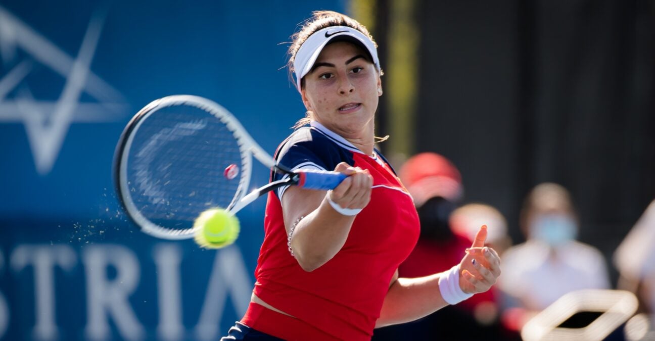 Bianca Andreescu in action during the second round of the 2021 Chicago Fall Tennis Classic WTA 500 tennis tournament