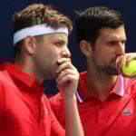 Novak Djokovic and Filip Krajinovic from team Serbia, 2021