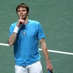 Kazakhstan's Alexander Bublik celebrates winning his match against Canada's Vasek Pospisil