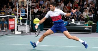 World No 1 Novak Djokovic during the Rolex Paris Masters 1000 tournament at Accor Arena Stadium - Paris - France