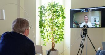 International Olympic Committee (IOC) President Thomas Bach has a virtual discussion with Chinese tennis player Peng Shuai in Lausanne, Switzerland,