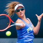 Nadia Podoroska of Argentina during practice ahead of the 2021 Western & Southern Open WTA 1000 tennis tournament