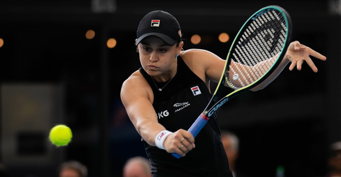 Ashleigh Barty of Australia in action at the 2022 Adelaide International WTA 500 tennis tournament