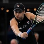 Ashleigh Barty of Australia in action at the 2022 Adelaide International WTA 500 tennis tournament