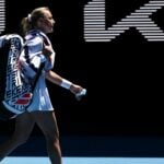 Estonia's Anett Kontaveit leaves court after losing her second round match against Denmark's Clara Tauson
