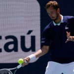 Daniil Medvedev lors de son match contre Andy Murray, au Masters 1000 de Miami 2022