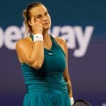 Aryna Sabalenka lors de sa défaite contre Irina-Camelia Begu, lors du Masters 1000 de Miami 2022
