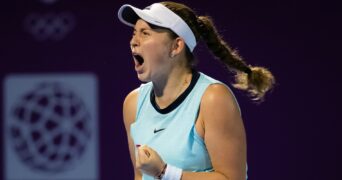 Jelena Ostapenko lors du tournoi WTA de Doha en 2022