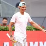 Rafael Nadal tout sourire à l'entraînement devant les photographes © Zuma / Panoramic