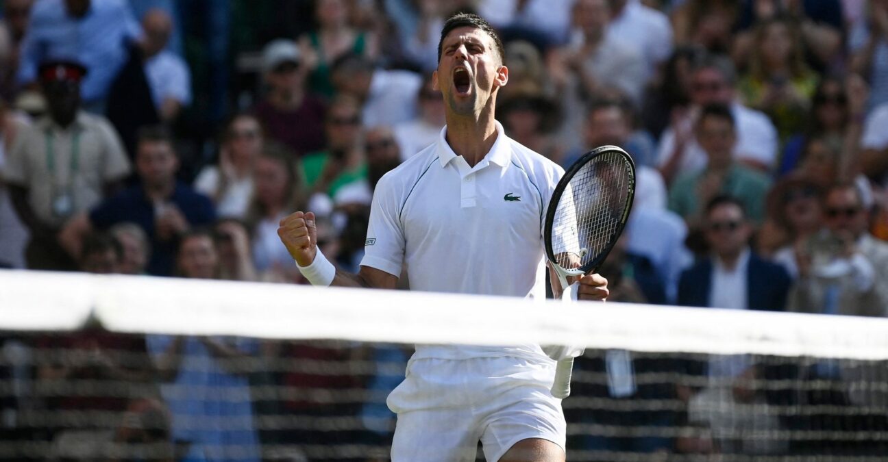 Novak Djokovic après sa qualification pour la finale de Wimbledon 2022