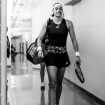 Caroline Garcia Cincinnati 2022 court entrance blanck and white