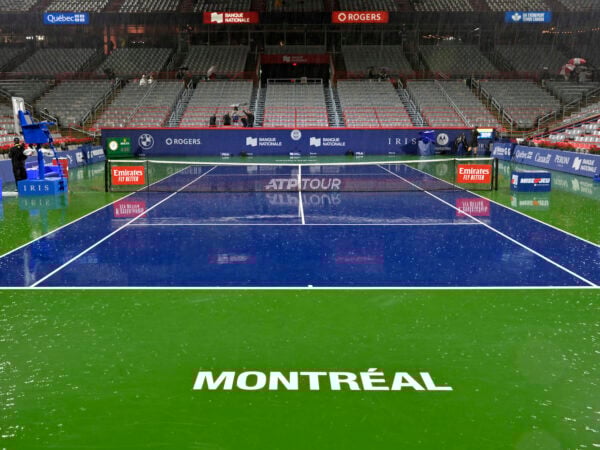 Montreal, General view of centre court during the rain, 2022