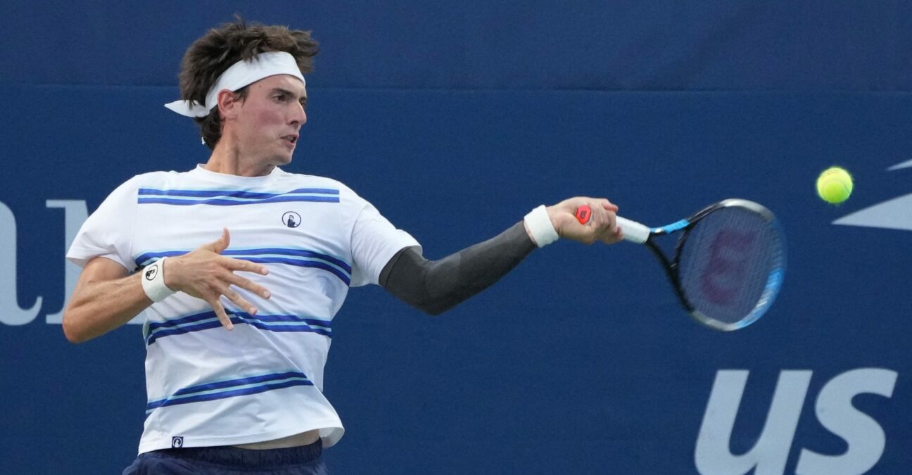 Marc-Andrea Huesler hitting a forehand at the US Open 2022
