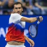 Marin Cilic palying a forehand during the US Open 2022