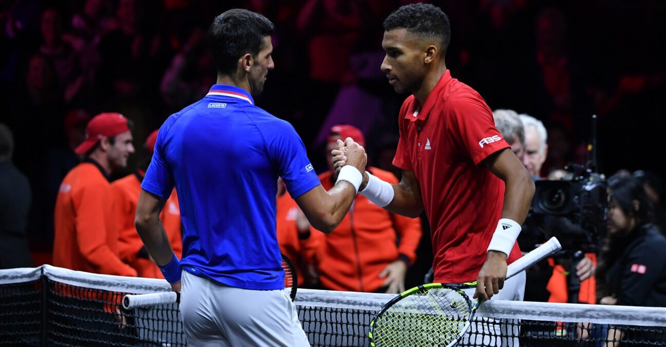 Felix Auger Aliassime et Novak Djokovic / Laver Cup 2022 © Antoine Couvercelle / Panoramic
