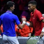 Felix Auger Aliassime et Novak Djokovic / Laver Cup 2022 © Antoine Couvercelle / Panoramic