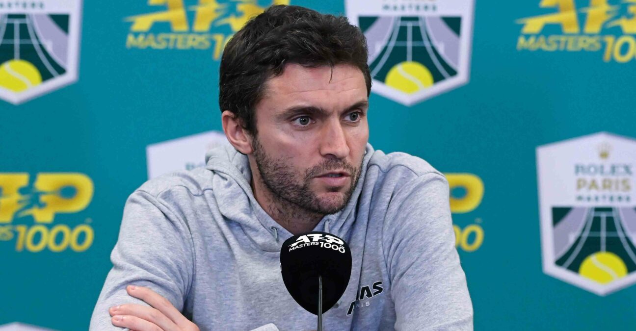 Gilles Simon is doing a press conference before his last tournament at the Rolex Paris Masters 2022