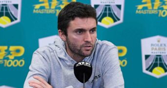 Gilles Simon is doing a press conference before his last tournament at the Rolex Paris Masters 2022