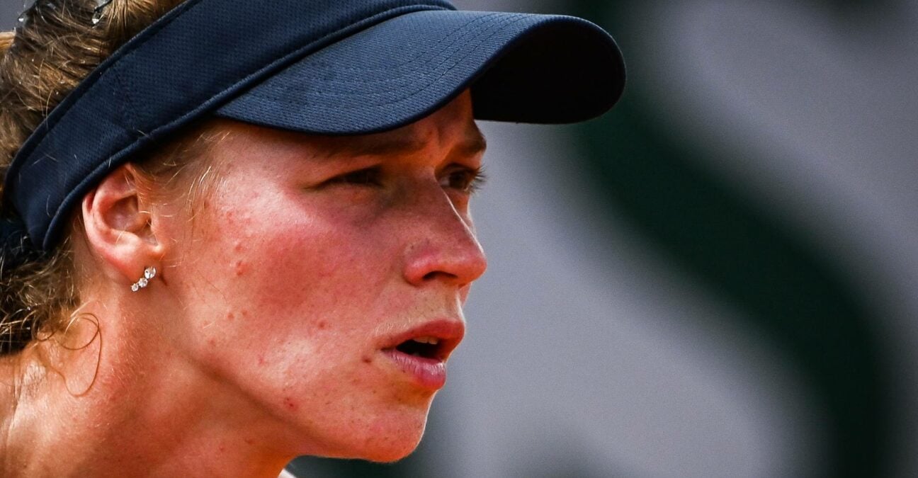 Jessika Ponchet waiting for a serve during a match at the French Open in 2022