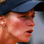 Jessika Ponchet waiting for a serve during a match at the French Open in 2022
