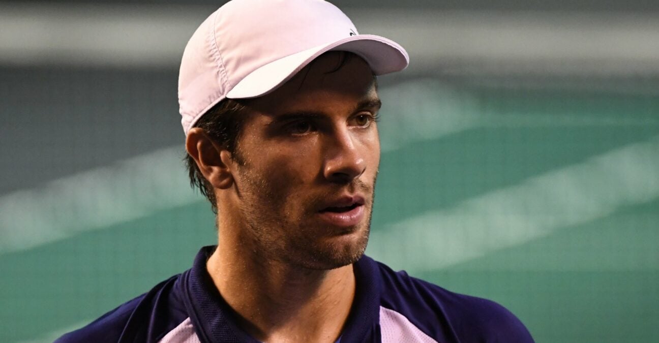Borna Coric during his match against Roberto Bautista Agut in Davis Cup in Malaga