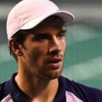 Borna Coric during his match against Roberto Bautista Agut in Davis Cup in Malaga