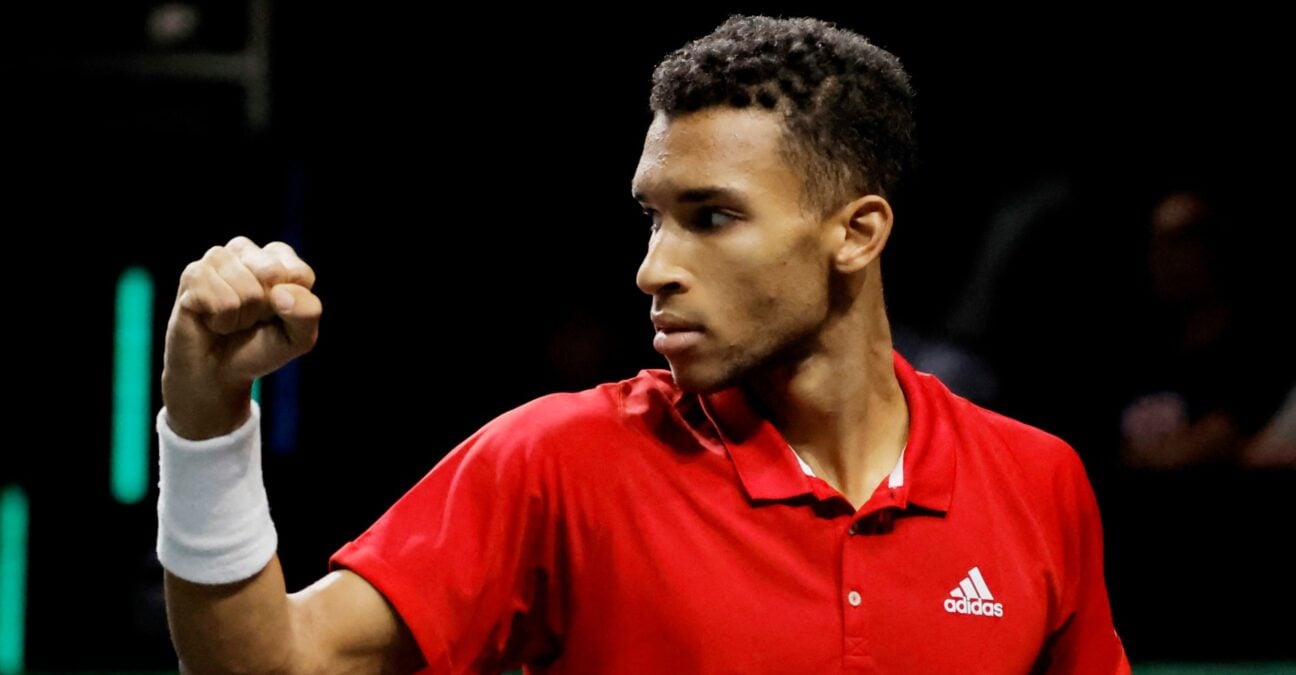 Felix Auger-Aliassime Davis Cup celebrates pumping fist