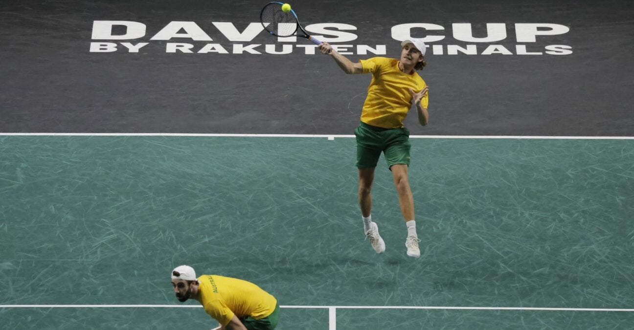 Max Purcell Jordan Thompson Davis Cup double forehand volley