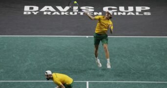 Max Purcell Jordan Thompson Davis Cup double forehand volley