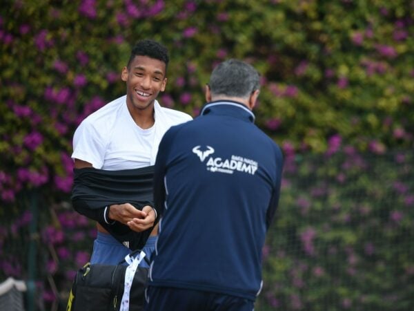 Felix Auger Aliassime avec Toni Nadal et Frederic Fontang, Monte Carlo 2021