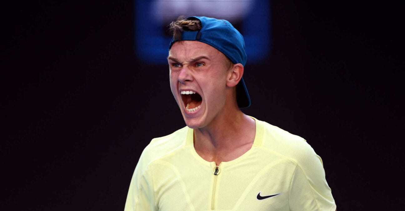 Holger Rune cri à l'Open d'Australie 2023