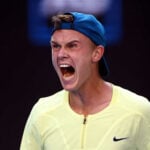 Holger Rune cri à l'Open d'Australie 2023