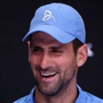 Novak Djokovic en conférence de presse après sa qualification pour les demi-finales de l'Open d'Australie 2023
