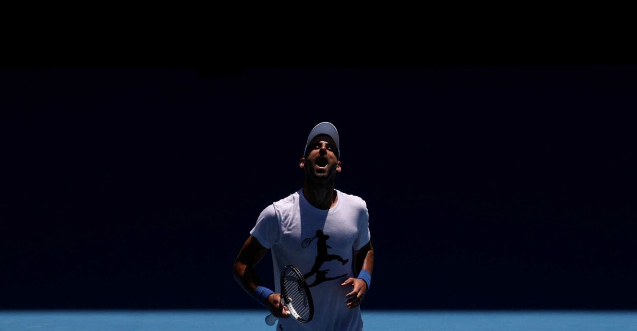 Novak Djokovic entraînement Open d'Australie 2023