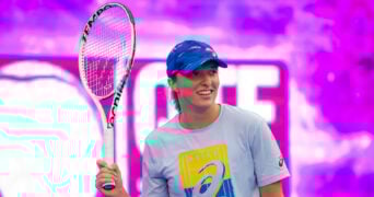 Iga Swiatek à l'entraînement à Doha en 2023