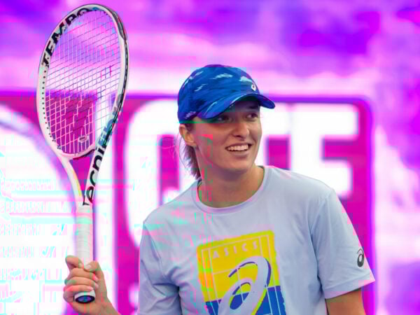Iga Swiatek à l'entraînement à Doha en 2023