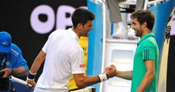Novak Djokovic et Gilles Simon à l'Open d'Australie
