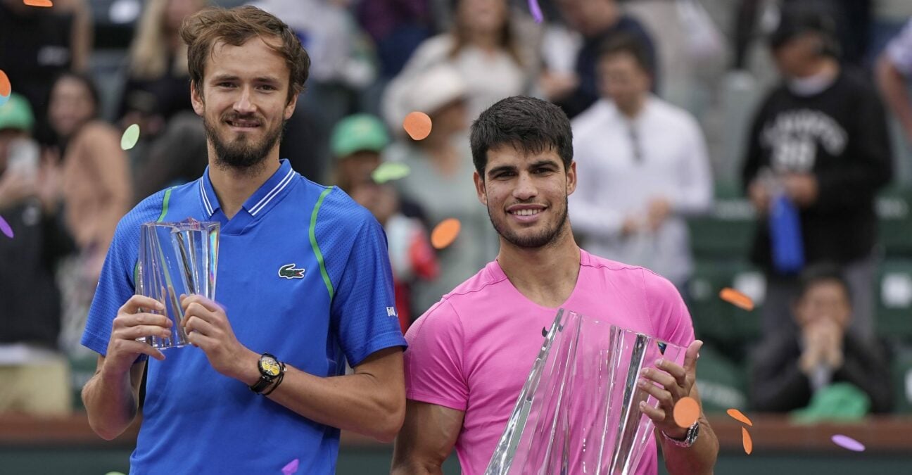 Daniil Medvedev Carlo Alcaraz Indian Wells cérémonie trophées