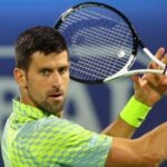 Novak Djokovic lors de son quart de finale à Dubaï en 2023