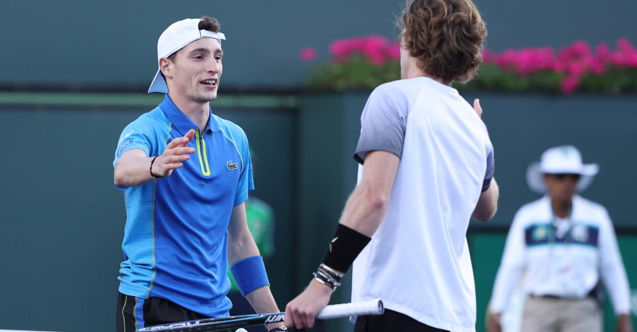 Ugo Humbert poignées de mains Andrey Rublev Indian Wells 2023