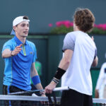 Ugo Humbert poignées de mains Andrey Rublev Indian Wells 2023