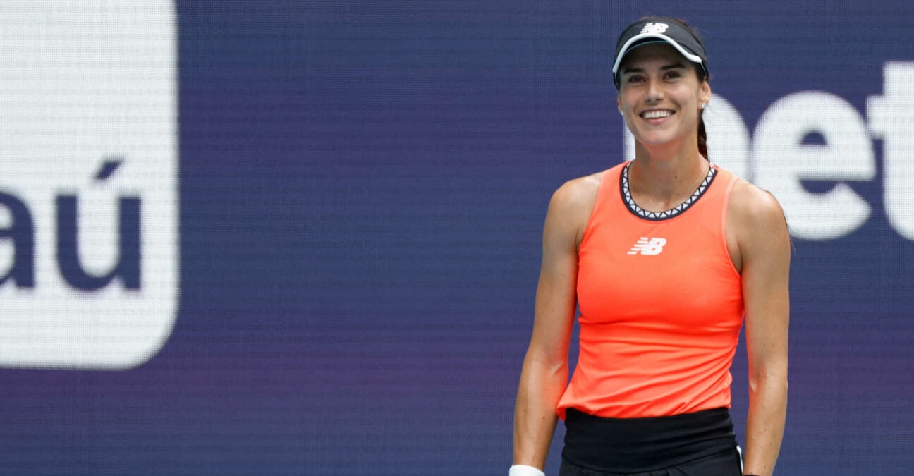 Sourire de Sorana Cirstea à Miami en 2023
